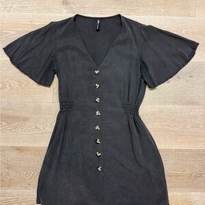 Zara Black Mini Dress with Button Detail
